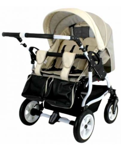 Бебешка количка за близнаци Adbor - Duo Stars, цвят D-03, черна - 7