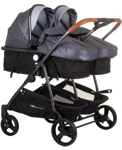 Бебешка количка за близнаци Chipolino - Дуо Смарт, сребърно сиво - 1