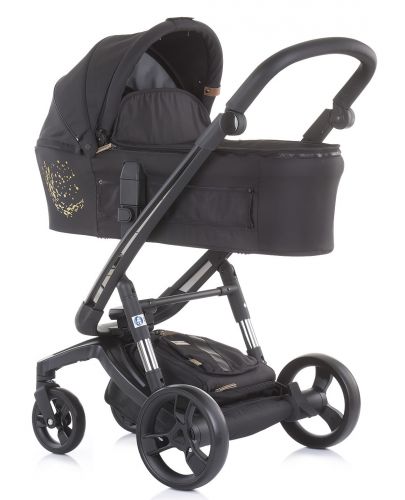 Бебешка количка Chipolino Електра - Черна рама, злато - 14