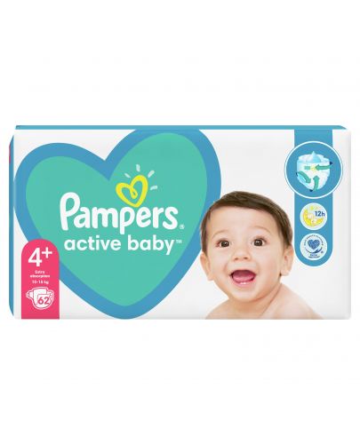 Бебешки пелени Pampers - Active Baby 4, 62 броя  - 12