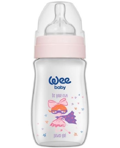 Бебешко шише Wee Baby Classic Plus, 250 ml, розово с момиче - 1