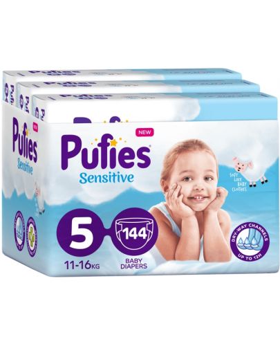 Бебешки пелени Pufies Sensitive 5, 144 броя - 1