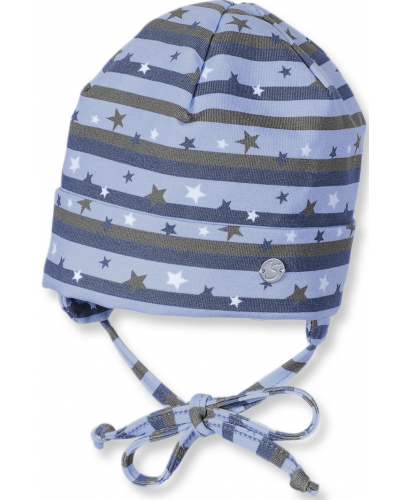 Бебешка шапка Sterntaler - На звездички, 39 cm, 3-4 месеца, синьо-сива  - 1
