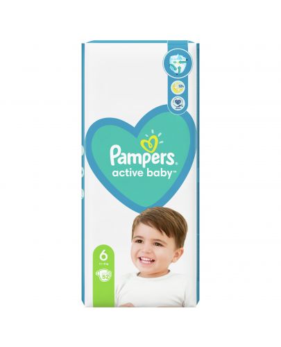 Бебешки пелени Pampers - Active Baby 6, 52 броя  - 1