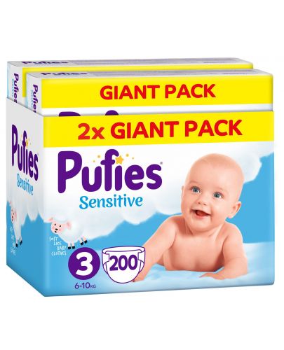 Бебешки пелени Pufies Sensitive 3, 6-10 kg, 200 броя - 1