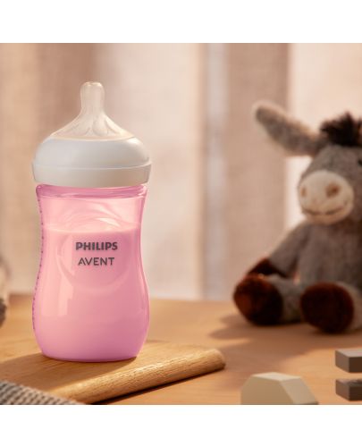 Бебешко шише Philips Avent - Natural Response 3.0, с биберон 1 m+, 260 ml, розово - 6
