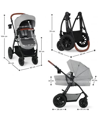 Бебешка количка 3 в 1 KinderKraft - Xmoov, черна - 10