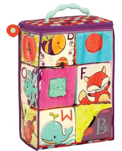Бебешка играчка Battat - Текстилни кубчета с формички - 2