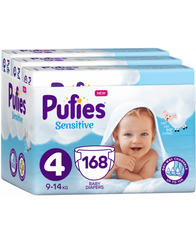 Бебешки пелени Pufies Sensitive 4, 168 броя - 1