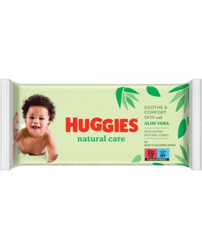 Бебешки мокри кърпички Huggies - Natural Care, 56 броя - 1