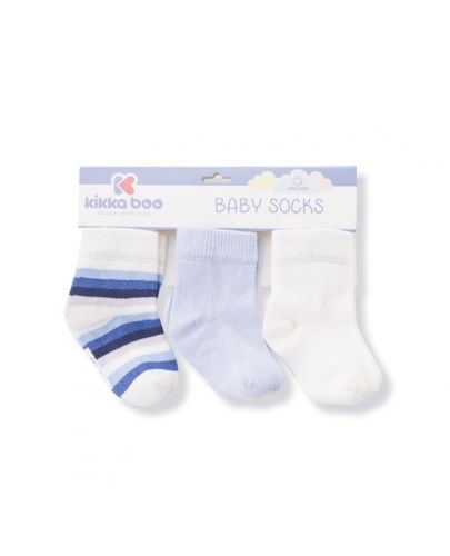 Бебешки чорапи Kikka Boo Stripes - Памучни, 6-12 месеца, бели - 1