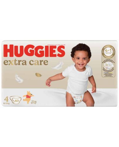 Бебешки пелени Huggies Extra care - Размер 4, 8-16 kg, 60 броя - 2