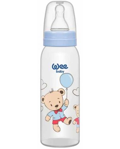 Бебешко шише Wee Baby Classic - 250 ml, синьо с мечета - 1