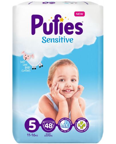Бебешки пелени Pufies Sensitive 5, 48 броя - 1