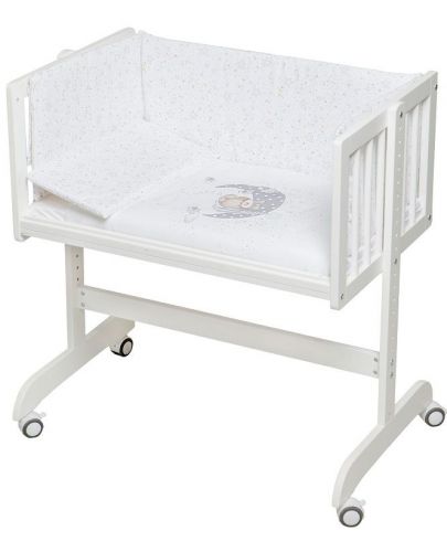 Бебешка мини кошара Interbaby - Мече, със спален комплект, сива - 1