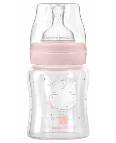 Бебешко стъклено шише KikkaBoo Hippo Dreams - 120 ml, розово - 1