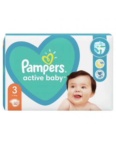 Бебешки пелени Pampers - Active Baby 3, 82 броя  - 9
