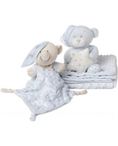 Бебешки комплект за сън Interbaby - Къщичка синя, 3 части - 1