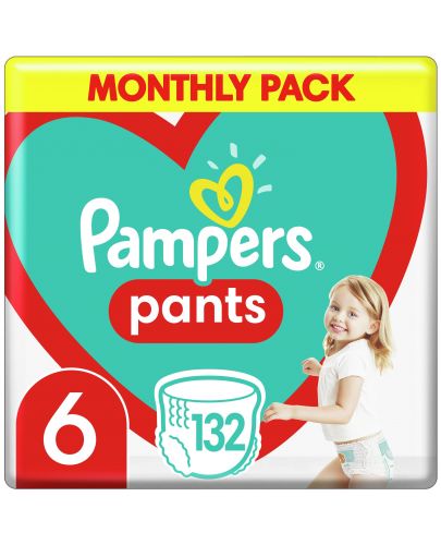 Бебешки пелени гащи Pampers 6, 132 броя - 1