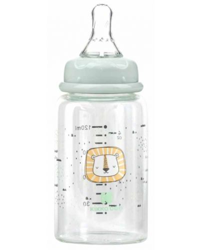 Бебешко стъклено шише KikkaBoo Savanna - 120 ml, мента - 2