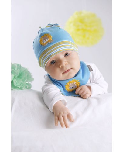 Бебешка шапка с UV 50+ защита Sterntaler - На лъвче, 35 cm, 1-2 месеца, синя - 2