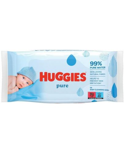 Бебешки мокри кърпички Huggies - Pure, 12 x 56 броя - 2