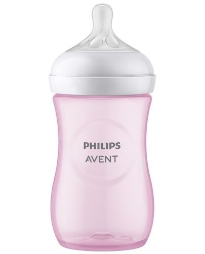 Бебешко шише Philips Avent - Natural Response 3.0, с биберон 1 m+, 260 ml, розово - 4