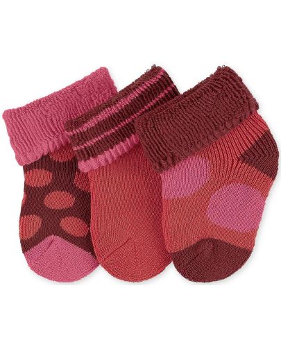 Бебешки хавлиени чорапи за момиче Sterntaler - 13-14 размер, 3 чифта, червени - 1