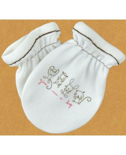 Бебешки ръкавички For Babies - Give me a hug, червен надпис - 1