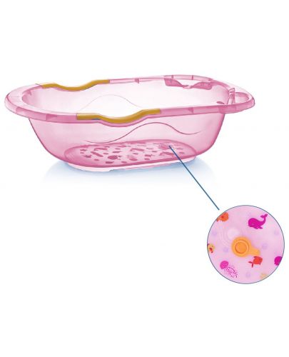 Бебешка вана с отвор за оттичане BabyJem - Розова - 2