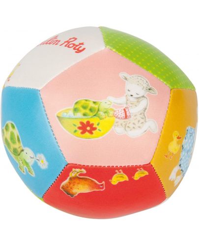 Бебешка играчка Moulin Roty - Мека топка с животни - 1