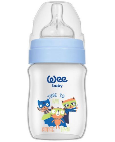 Бебешко шише Wee Baby Classic Plus - Котета, 150 ml, синьо - 1