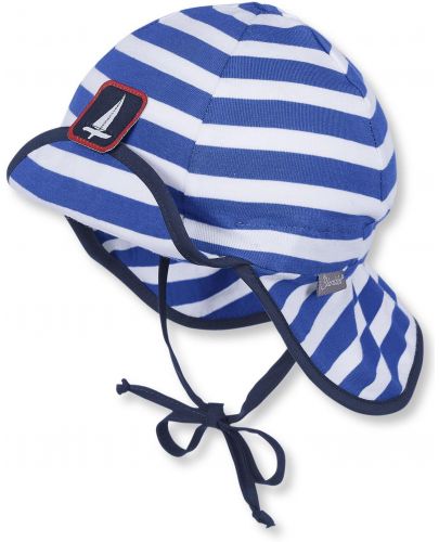 Бебешка лятна шапка с UV 50+ защита Sterntaler - 43 cm, 5-6 месеца, синьо-бяла - 1