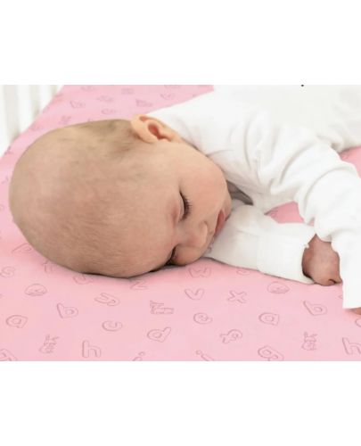 Бебешки чаршафи KeaBabies - 2 броя, органичен памук, 60 х 120 cm, розов/бял Abc - 3