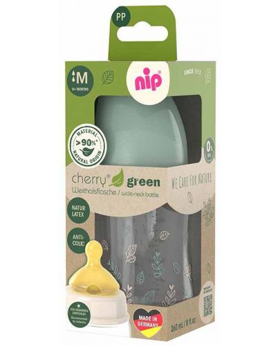 Бебешко шише NIP Green - Cherry, Flow M, 0 м+, 260 ml, зелено - 3