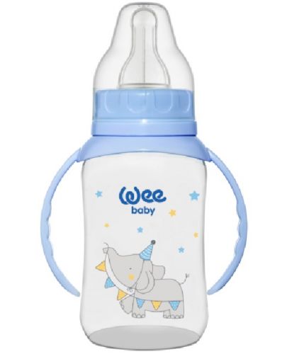 Бебешко шише с дръжки Wee Baby Classic, PP, 150 ml, синьо - 1