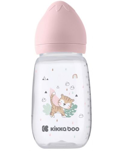Бебешко шише с широко гърло KikkaBoo Clouds - Savanna, 310 ml, Pink - 1