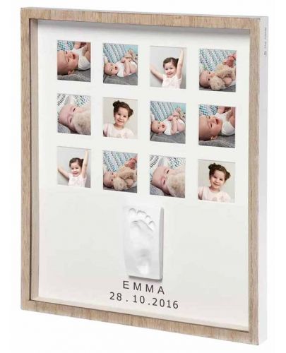 Рамка за 12 снимки и отпечатък Baby Art - My Very First Year, естествено дърво - 1