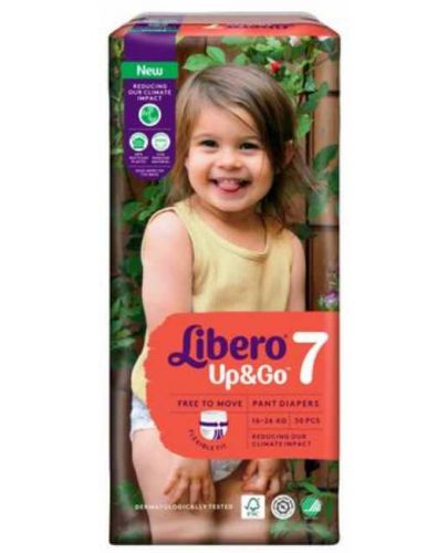 Бебешки пелени гащи Libero Up&Go – Jumbo 7, 30 броя - 1