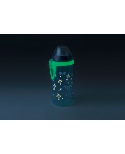 Бебешко шише с твърд накрайник Nuk - Glow in the Dark, синьо, 300 ml - 2