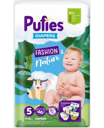 Бебешки пелени Pufies Fashion & Nature 5, 46 броя - 1