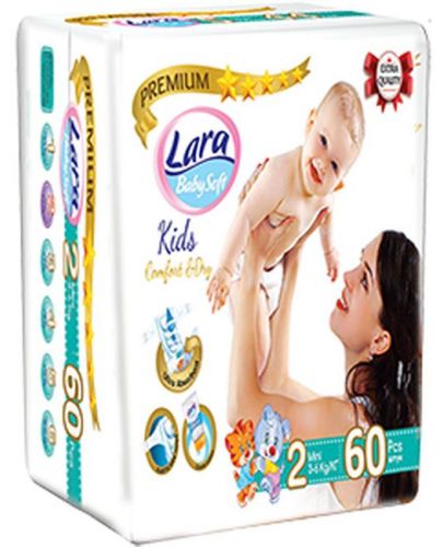 Бебешки пелени Lara Premium - Mini, 3-6 kg, 60 броя - 1