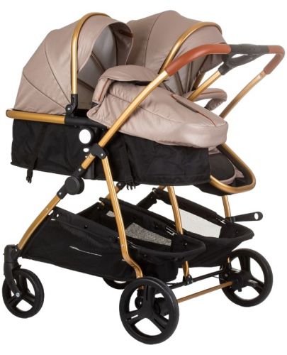 Бебешка количка за близнаци Chipolino - Дуо Смарт, златно бежово - 2