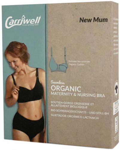 Безшевен сутиен за кърмачки от органичен памук Carriwell, размер XL, черен - 5