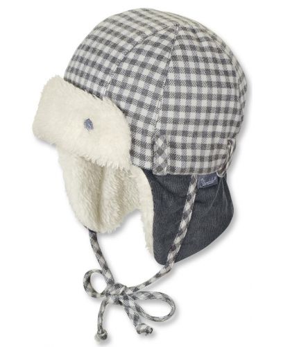 Бебешка зимна шапка-ушанка Sterntaler - 45 cm, 6-9 месеца, сива - 1