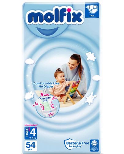 Бебешки пелени Molfix - Maxi Plus, 54 броя - 1