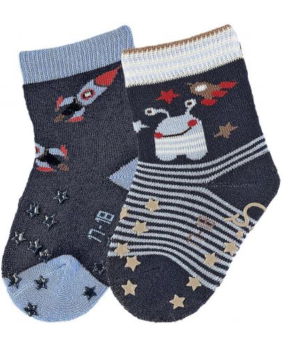 Бебешки чорапи за пълзене Sterntaler - Космос, 15/16 размер, 4-6 месеца, 2 чифта - 1