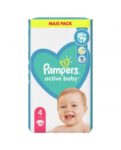 Бебешки пелени Pampers - Active Baby 4, 58 броя  - 2