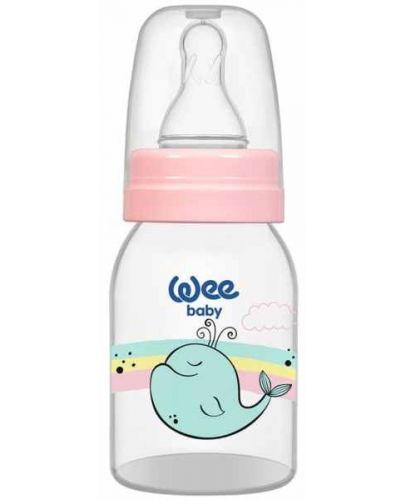 Бебешко шише Wee Baby Classic - 125 ml, розово с кит - 1