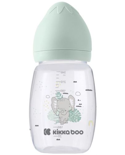 Бебешко шише с широко гърло KikkaBoo Clouds - Savanna, 260 ml, Mint - 1